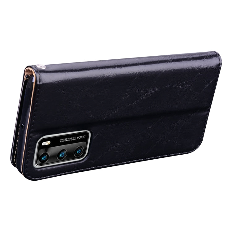 For Huawei P40 Business Style Oil Wax Texture Horizontal Flip Leather Case, with Holder & Card Slots & Wallet