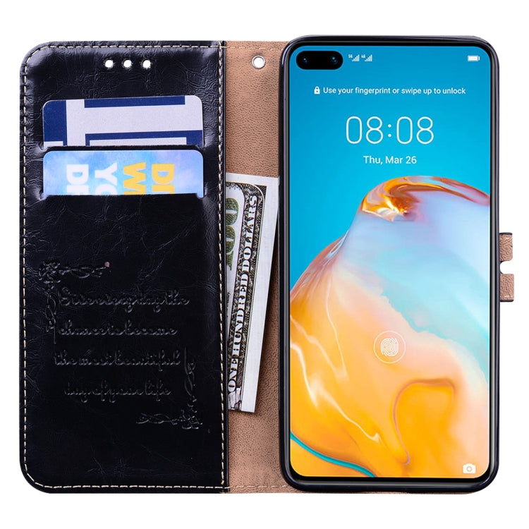 For Huawei P40 Business Style Oil Wax Texture Horizontal Flip Leather Case, with Holder & Card Slots & Wallet