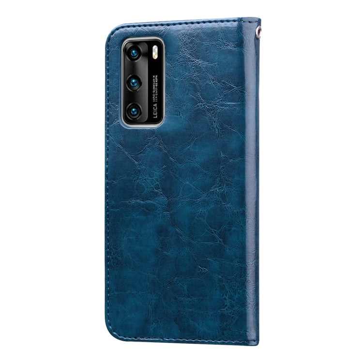 For Huawei P40 Business Style Oil Wax Texture Horizontal Flip Leather Case, with Holder & Card Slots & Wallet