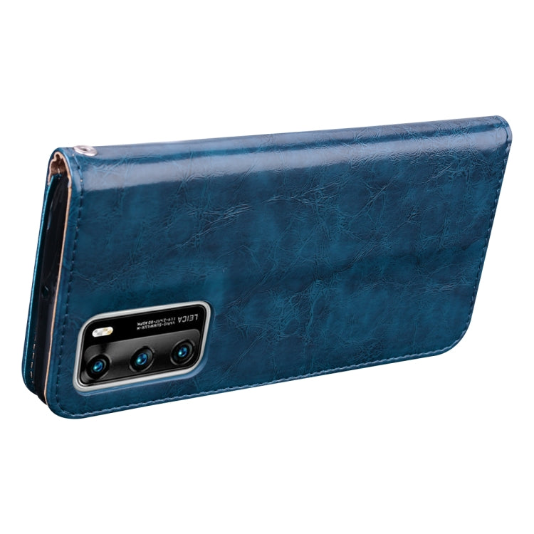 For Huawei P40 Business Style Oil Wax Texture Horizontal Flip Leather Case, with Holder & Card Slots & Wallet