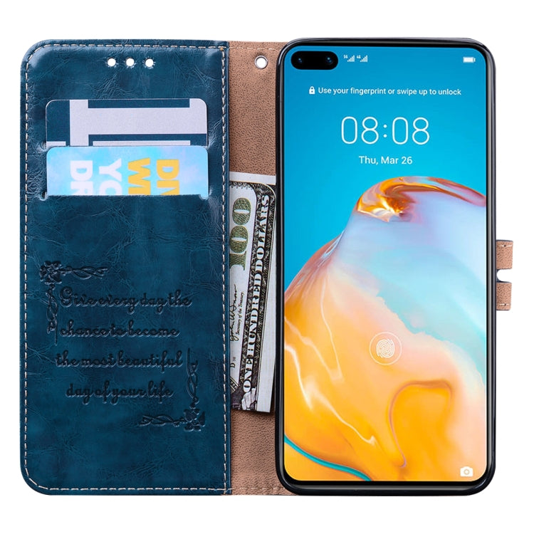 For Huawei P40 Business Style Oil Wax Texture Horizontal Flip Leather Case, with Holder & Card Slots & Wallet