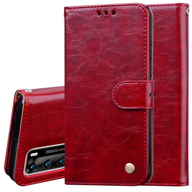 For Huawei P40 Business Style Oil Wax Texture Horizontal Flip Leather Case, with Holder & Card Slots & Wallet