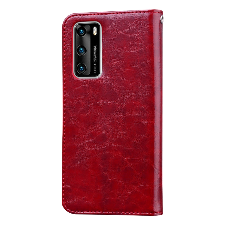 For Huawei P40 Business Style Oil Wax Texture Horizontal Flip Leather Case, with Holder & Card Slots & Wallet