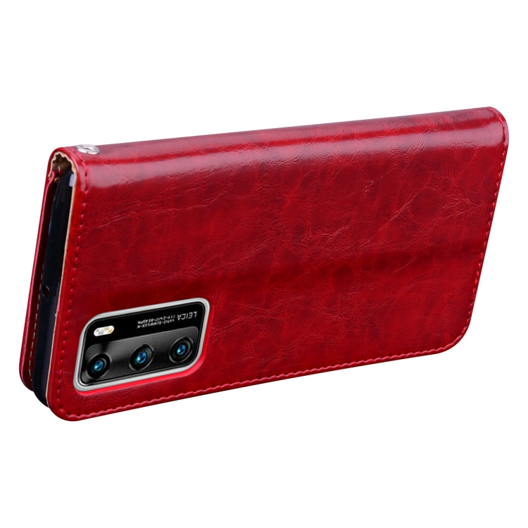 For Huawei P40 Business Style Oil Wax Texture Horizontal Flip Leather Case, with Holder & Card Slots & Wallet