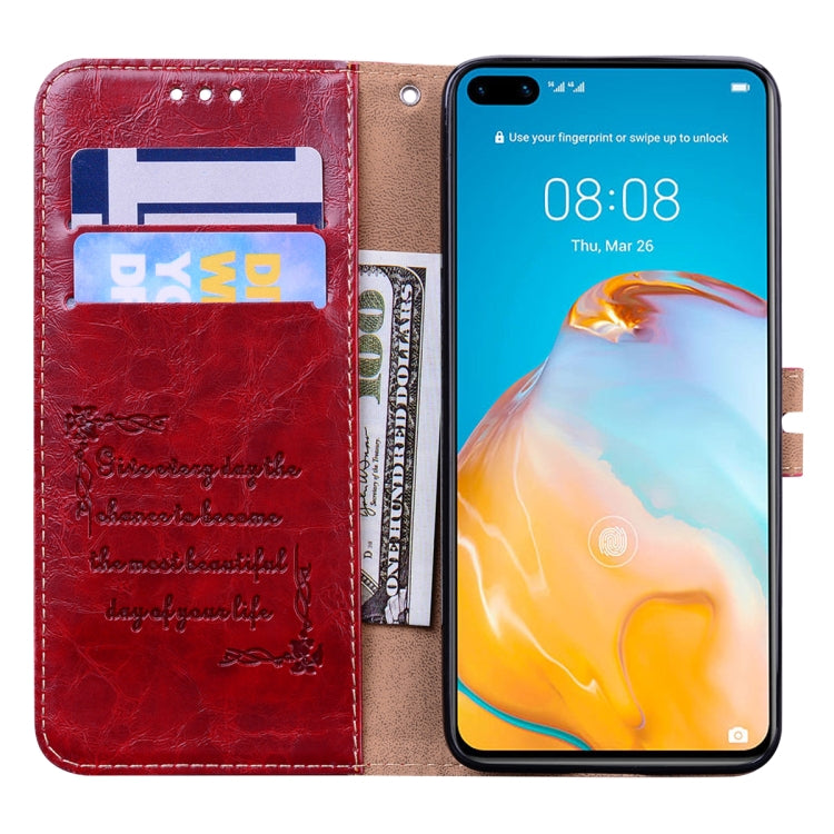 For Huawei P40 Business Style Oil Wax Texture Horizontal Flip Leather Case, with Holder & Card Slots & Wallet