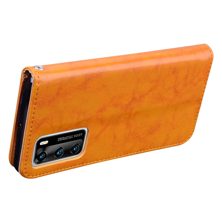 For Huawei P40 Business Style Oil Wax Texture Horizontal Flip Leather Case, with Holder & Card Slots & Wallet