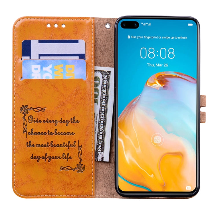 For Huawei P40 Business Style Oil Wax Texture Horizontal Flip Leather Case, with Holder & Card Slots & Wallet
