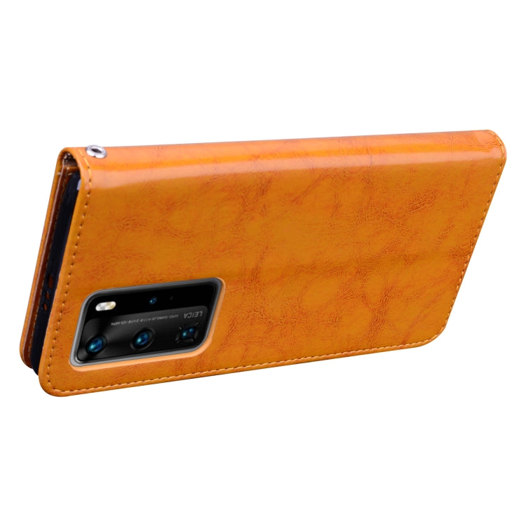 For Huawei P40 Pro Business Style Oil Wax Texture Horizontal Flip Leather Case, with Holder & Card Slots & Wallet
