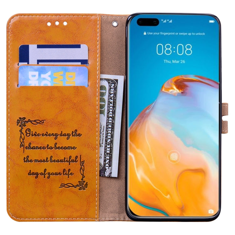 For Huawei P40 Pro Business Style Oil Wax Texture Horizontal Flip Leather Case, with Holder & Card Slots & Wallet