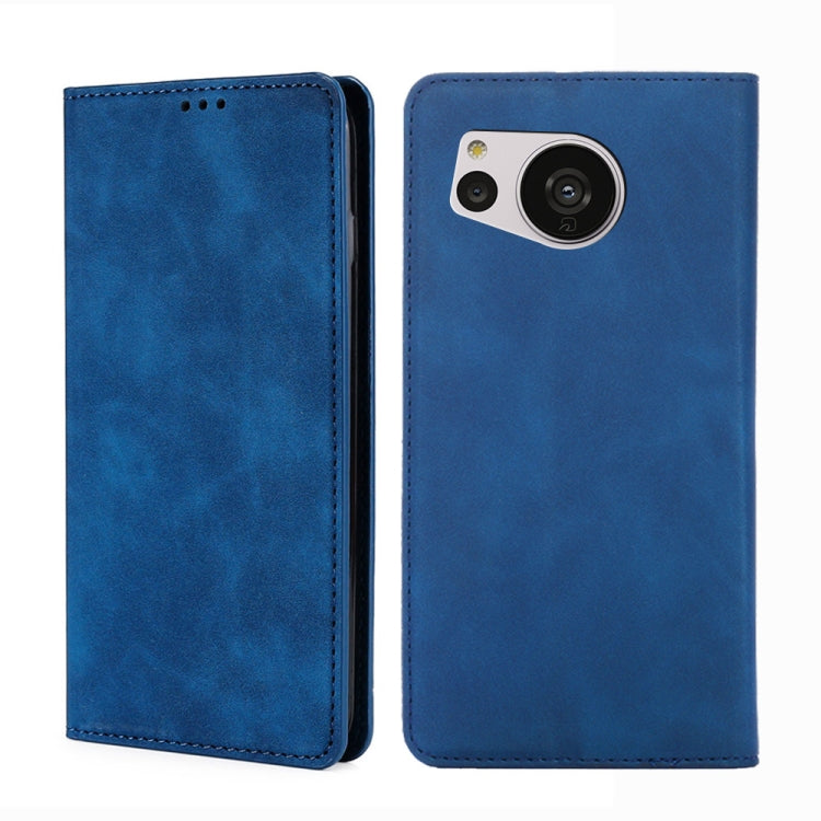 For Sharp Aquos Sense7 Skin Feel Magnetic Leather Phone Case