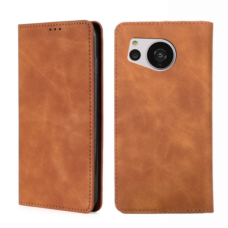 For Sharp Aquos Sense7 Skin Feel Magnetic Leather Phone Case