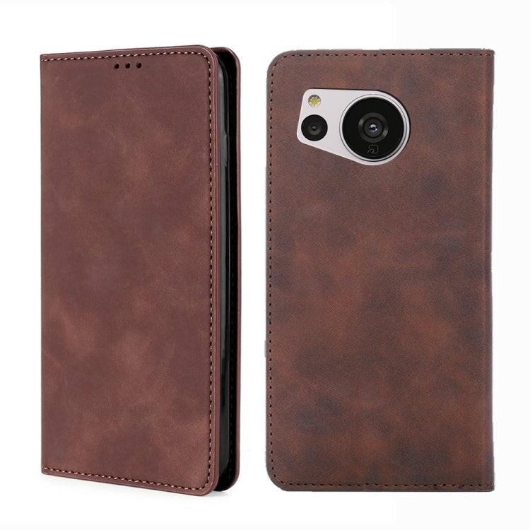 For Sharp Aquos Sense7 Skin Feel Magnetic Leather Phone Case