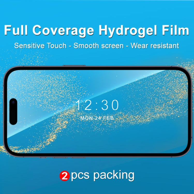 For iPhone 14 Pro 2pcs imak Curved Full Screen Hydrogel Film Protector
