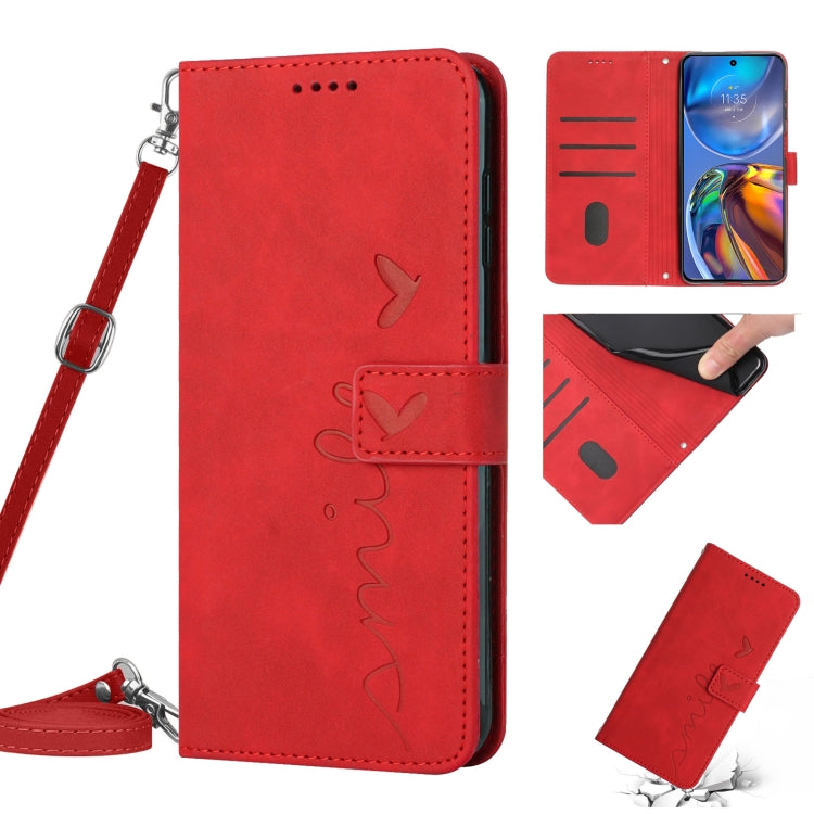 For Motorola Moto S30 Pro 5G/Edge 30 Fusion 5G Skin Feel Heart Pattern Leather Phone Case With Lanyard