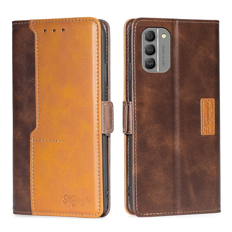For Nokia G400 Contrast Color Side Buckle Leather Phone Case