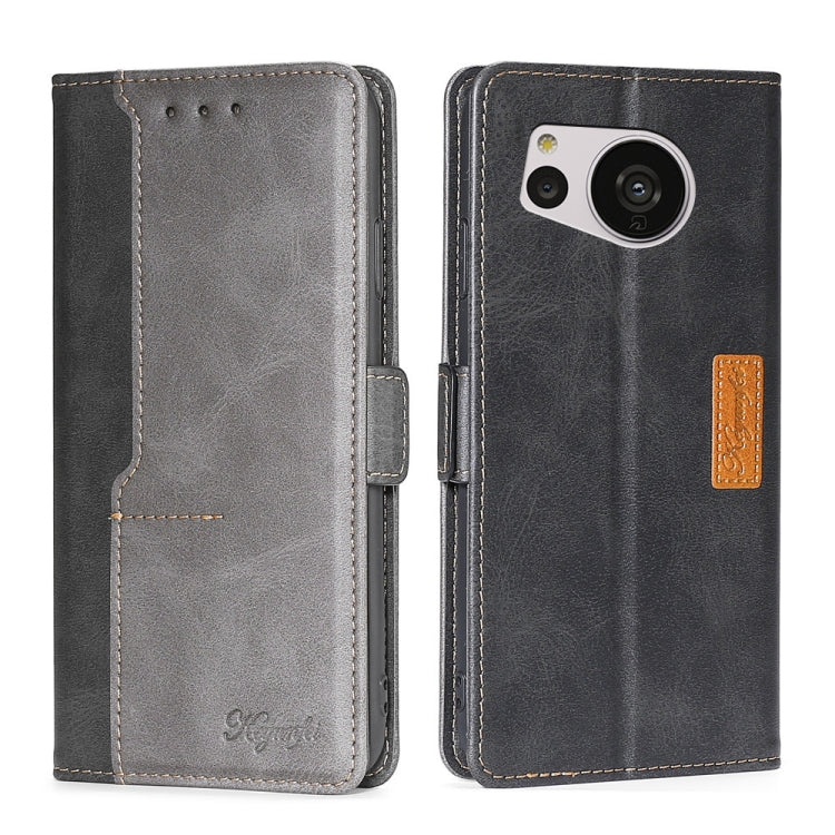 For Sharp Aquos Sense7 Contrast Color Side Buckle Leather Phone Case