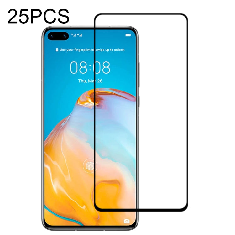25 PCS 9H Surface Hardness 2.5D Full Glue Full Screen Tempered Glass Film For Huawei P40