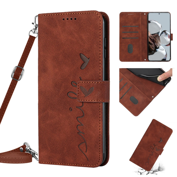 For Xiaomi Redmi Note 11T Pro 5G/Note 11T Pro+ 5G Skin Feel Heart Pattern Leather Phone Case with Lanyard