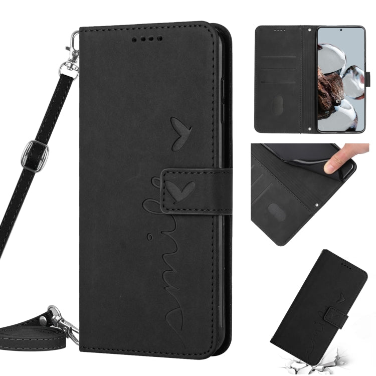 For Xiaomi Redmi Note 11T Pro 5G/Note 11T Pro+ 5G Skin Feel Heart Pattern Leather Phone Case with Lanyard