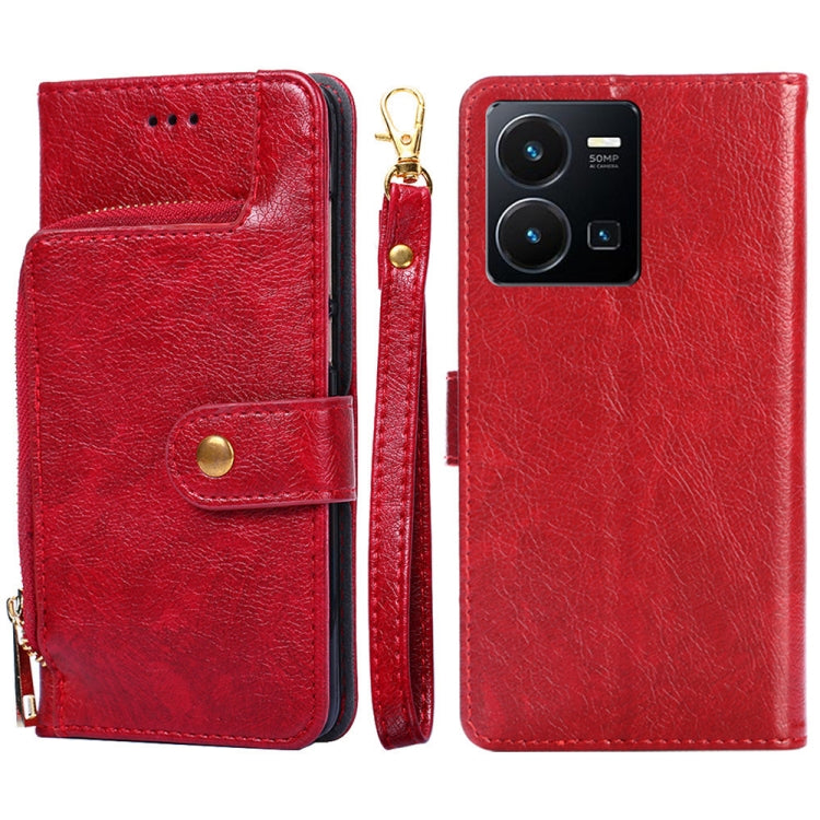 For vivo Y35 4G / Y22 / Y22s Zipper Bag Leather Phone Case