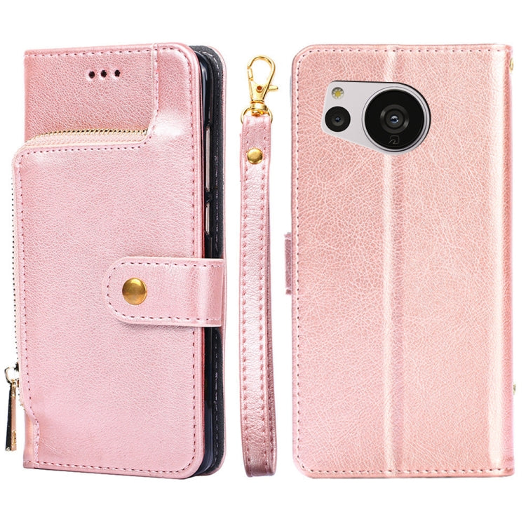 For Sharp Aquos Sense7 Zipper Bag Leather Phone Case