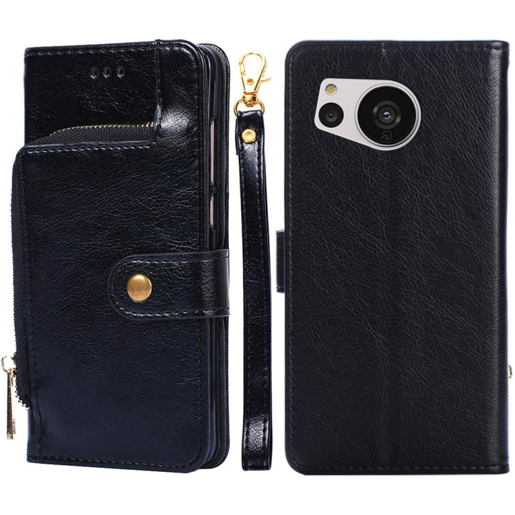 For Sharp Aquos Sense7 Zipper Bag Leather Phone Case