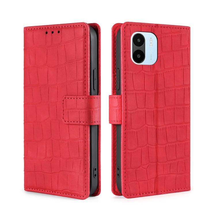 For Xiaomi Redmi A1 Skin Feel Crocodile Magnetic Clasp Leather Phone Case
