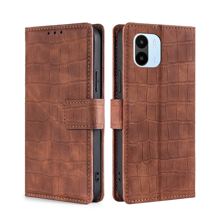 For Xiaomi Redmi A1 Skin Feel Crocodile Magnetic Clasp Leather Phone Case