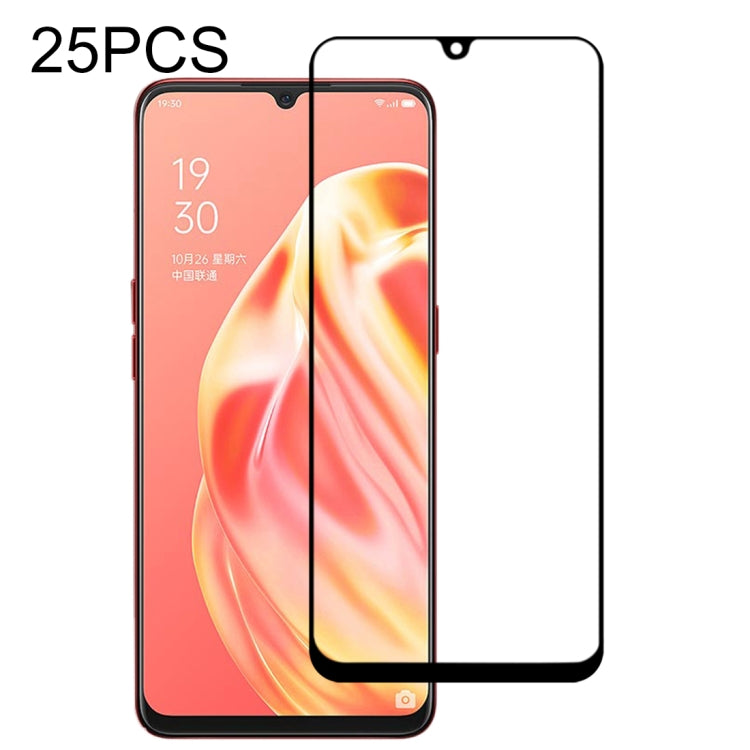 25 PCS 9H Surface Hardness 2.5D Full Glue Full Screen Tempered Glass Film For OPPO A91