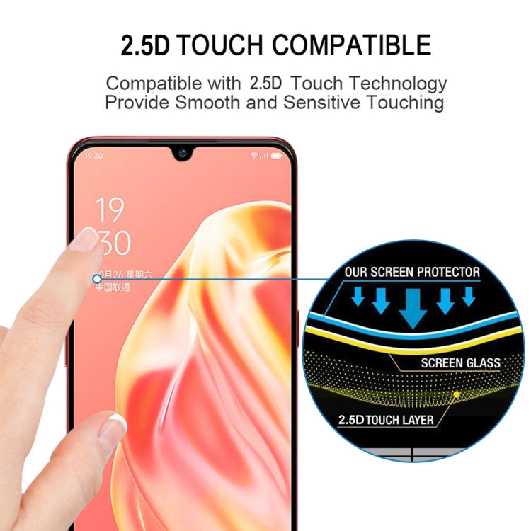 25 PCS 9H Surface Hardness 2.5D Full Glue Full Screen Tempered Glass Film For OPPO A91