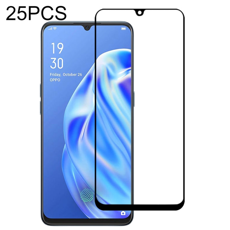 25 PCS 9H Surface Hardness 2.5D Full Glue Full Screen Tempered Glass Film For OPPO F15