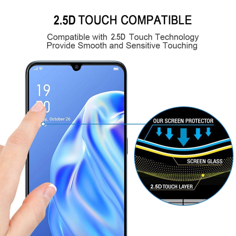 25 PCS 9H Surface Hardness 2.5D Full Glue Full Screen Tempered Glass Film For OPPO F15