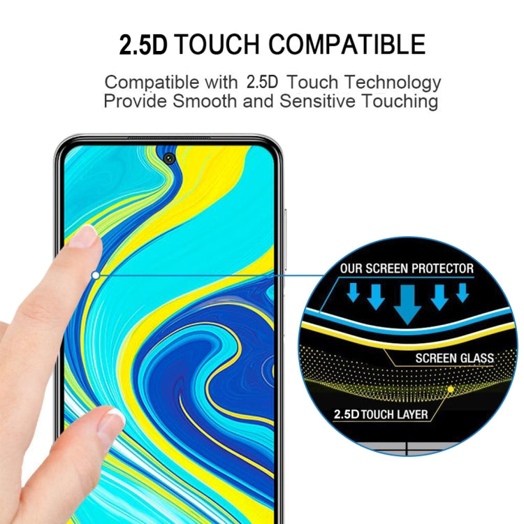 25 PCS 9H Surface Hardness 2.5D Full Glue Full Screen Tempered Glass Film For Xiaomi Redmi Note 9 Pro