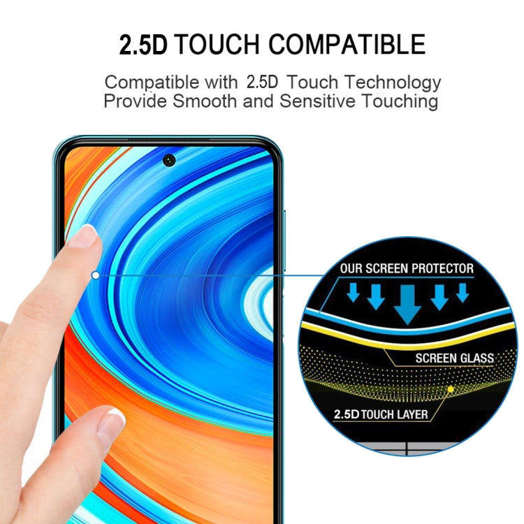 25 PCS 9H Surface Hardness 2.5D Full Glue Full Screen Tempered Glass Film For Xiaomi Redmi Note 9 Pro Max