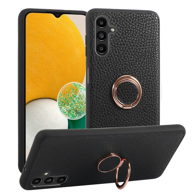 For Samsung Galaxy A13 5G Litchi Texture Magnetic Phone Case with Ring Holder