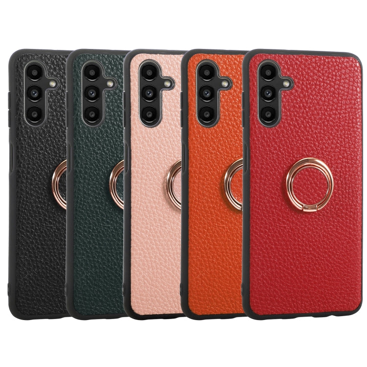 For Samsung Galaxy A13 5G Litchi Texture Magnetic Phone Case with Ring Holder