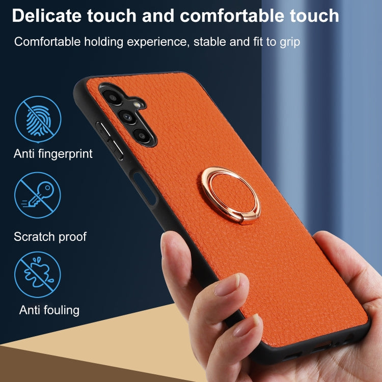 For Samsung Galaxy A13 5G Litchi Texture Magnetic Phone Case with Ring Holder
