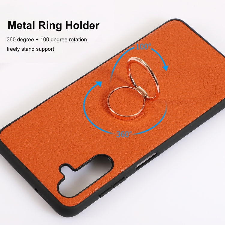 For Samsung Galaxy A13 5G Litchi Texture Magnetic Phone Case with Ring Holder