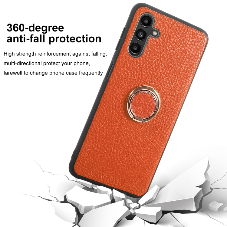 For Samsung Galaxy A13 5G Litchi Texture Magnetic Phone Case with Ring Holder