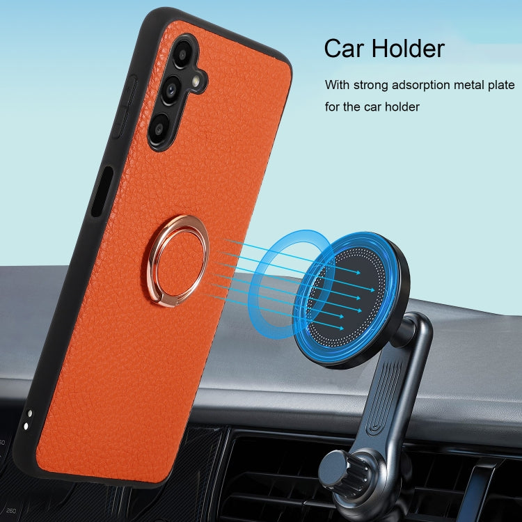 For Samsung Galaxy A13 5G Litchi Texture Magnetic Phone Case with Ring Holder