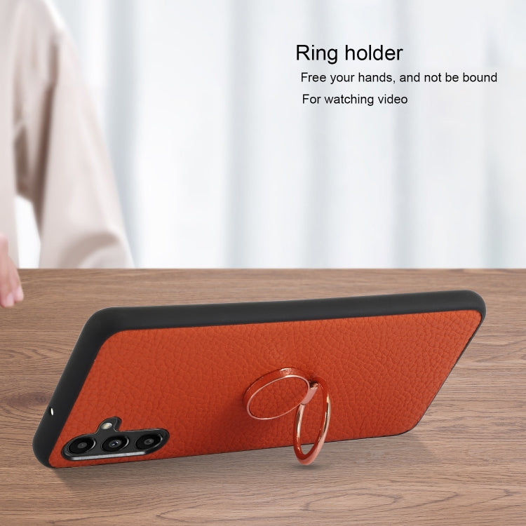 For Samsung Galaxy A13 5G Litchi Texture Magnetic Phone Case with Ring Holder