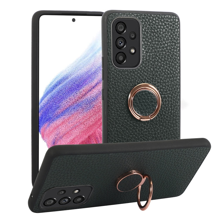 For Samsung Galaxy A53 5G Litchi Texture Magnetic Phone Case with Ring Holder