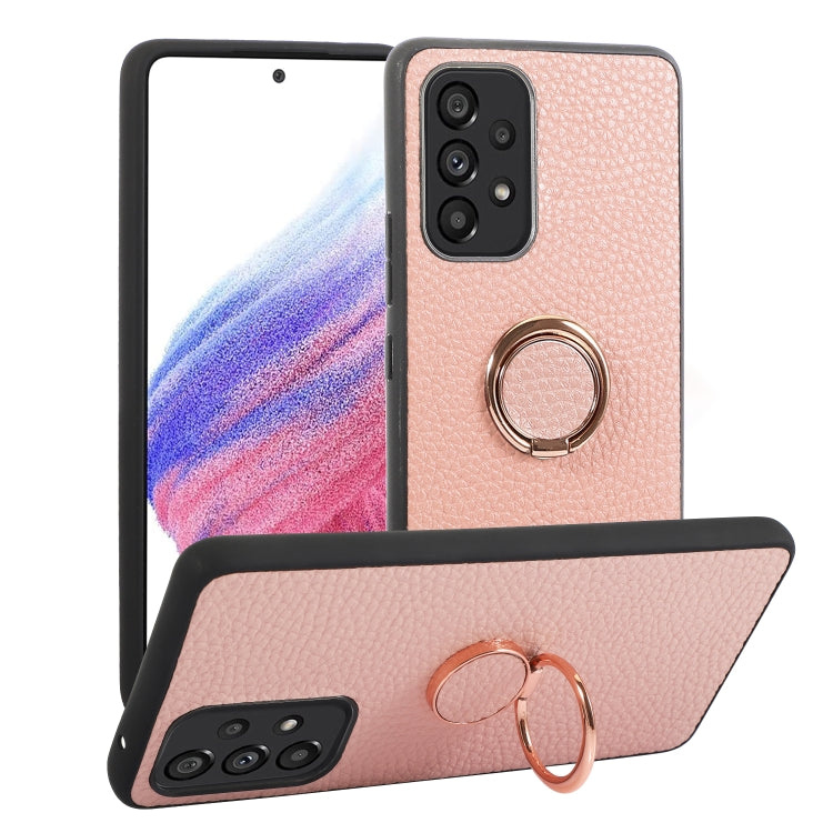 For Samsung Galaxy A53 5G Litchi Texture Magnetic Phone Case with Ring Holder
