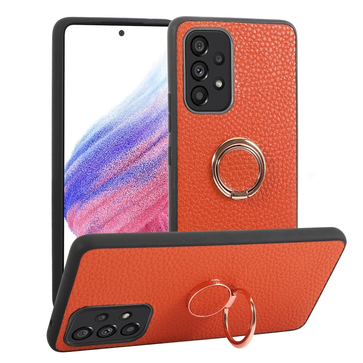 For Samsung Galaxy A53 5G Litchi Texture Magnetic Phone Case with Ring Holder