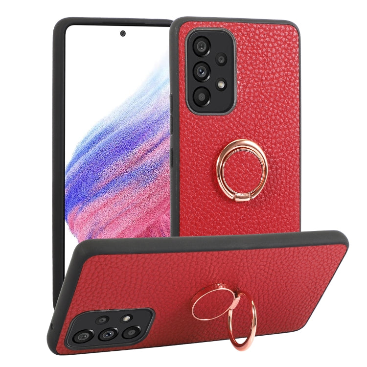 For Samsung Galaxy A53 5G Litchi Texture Magnetic Phone Case with Ring Holder
