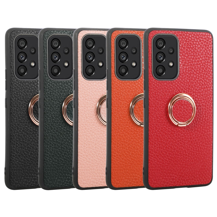 For Samsung Galaxy A53 5G Litchi Texture Magnetic Phone Case with Ring Holder