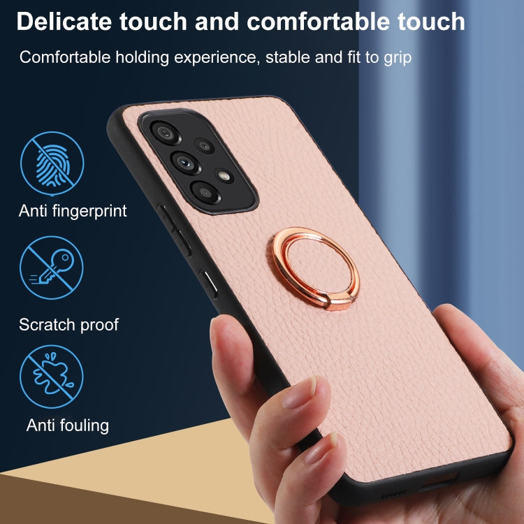 For Samsung Galaxy A53 5G Litchi Texture Magnetic Phone Case with Ring Holder