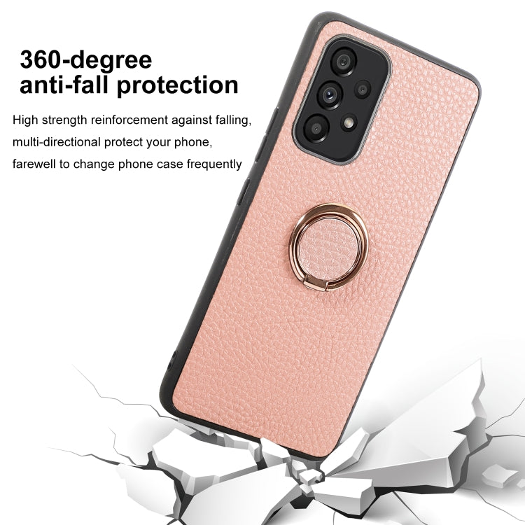 For Samsung Galaxy A53 5G Litchi Texture Magnetic Phone Case with Ring Holder