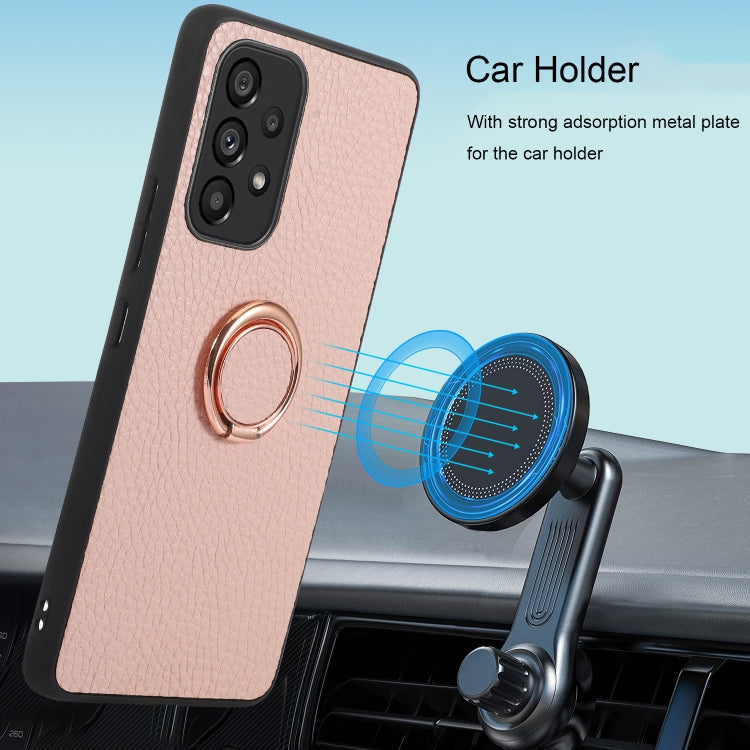For Samsung Galaxy A53 5G Litchi Texture Magnetic Phone Case with Ring Holder