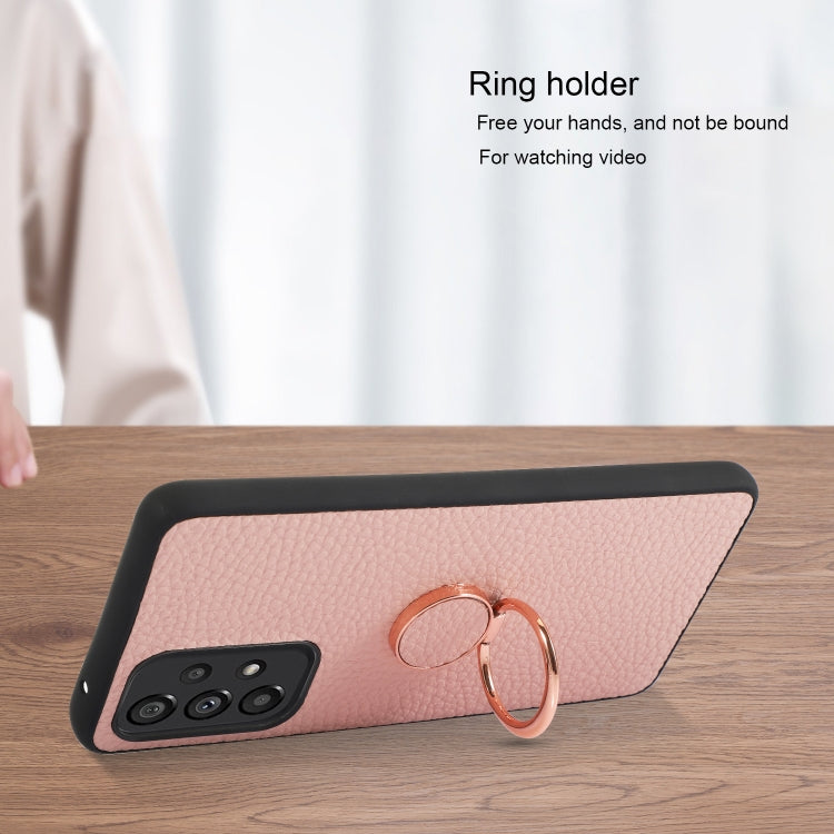 For Samsung Galaxy A53 5G Litchi Texture Magnetic Phone Case with Ring Holder